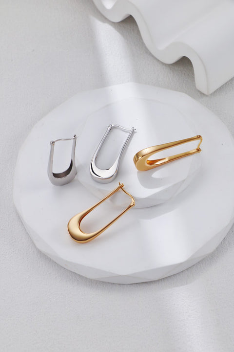 Gold Plated Safety Loop Drop Earrings