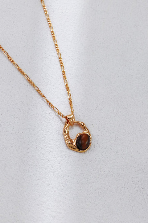 Gold Plated Irregular Agate Opal Natural Stone Pendant Necklace