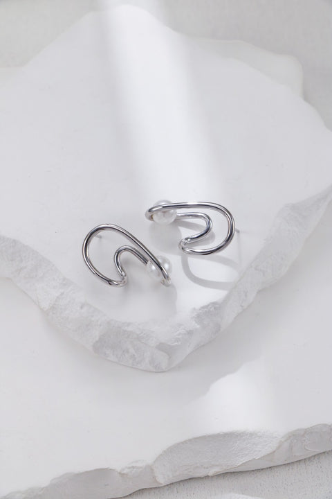 S925 Silver Geometric Shaped Line Bead Earrings