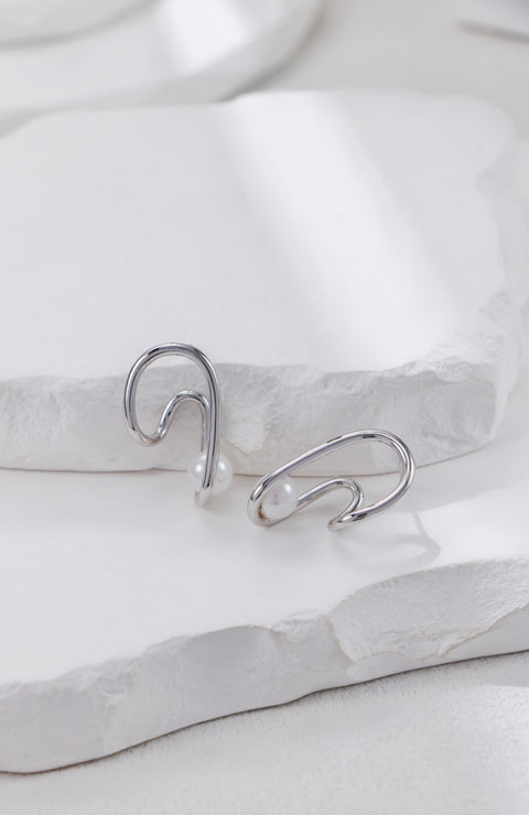 S925 Silver Geometric Shaped Line Bead Earrings