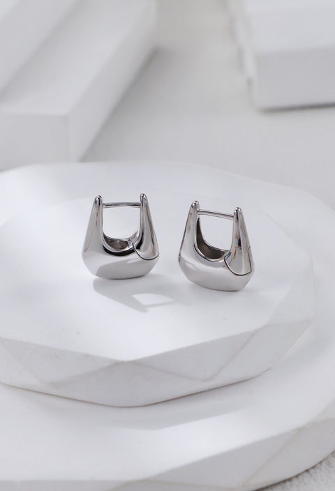 Silver U Shape Hoop Earrings