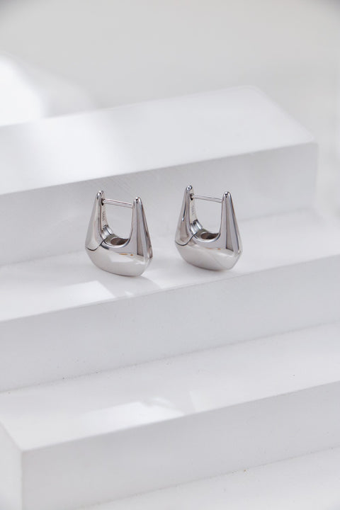 Silver U Shape Hoop Earrings