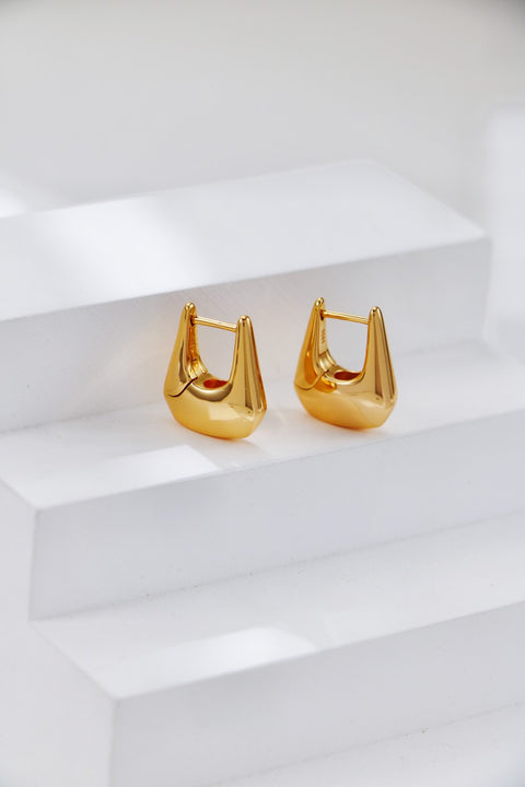 Gold Plated U Shape Hoop Earrings