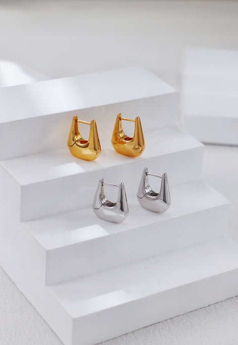 Gold Plated U Shape Hoop Earrings