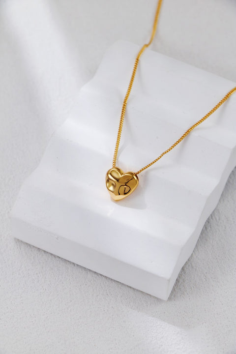 Gold Plated Convex Heart Pendant Necklace