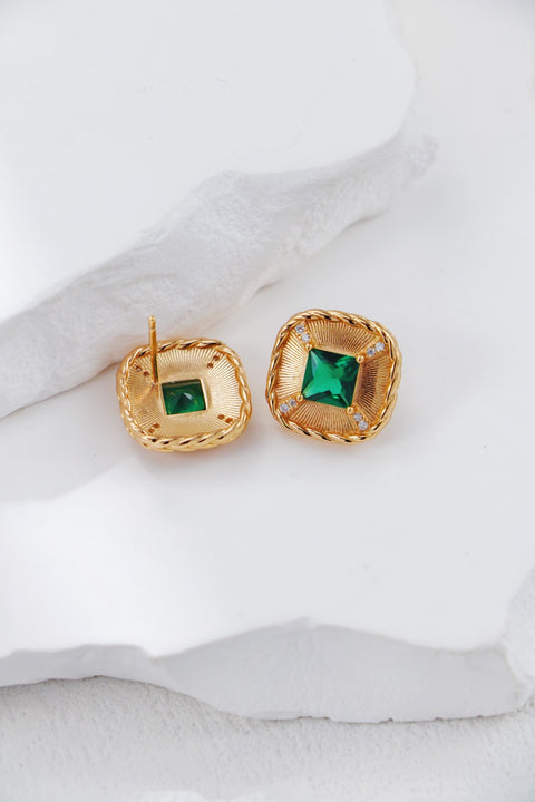 Green Cubic Zirconia Simulated Diamond Earring