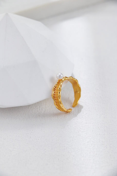 Gold Plated Harp Style Pearl Ring