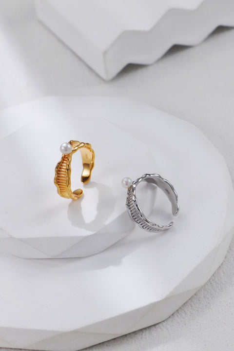 Gold Plated Harp Style Pearl Ring