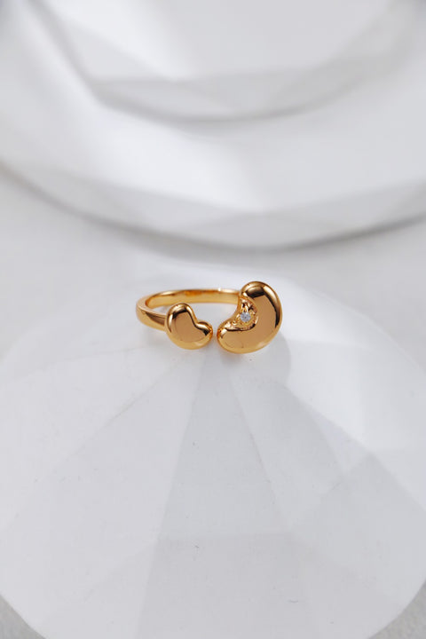 Gold Plated Zirconia Heart Shape Adjustable Rings