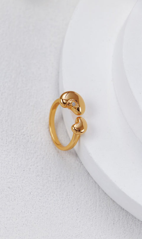 Gold Plated Zirconia Heart Shape Adjustable Rings