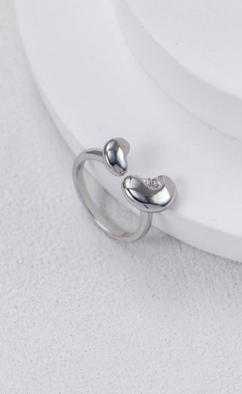 Silver Zirconia Heart Shape Adjustable Rings