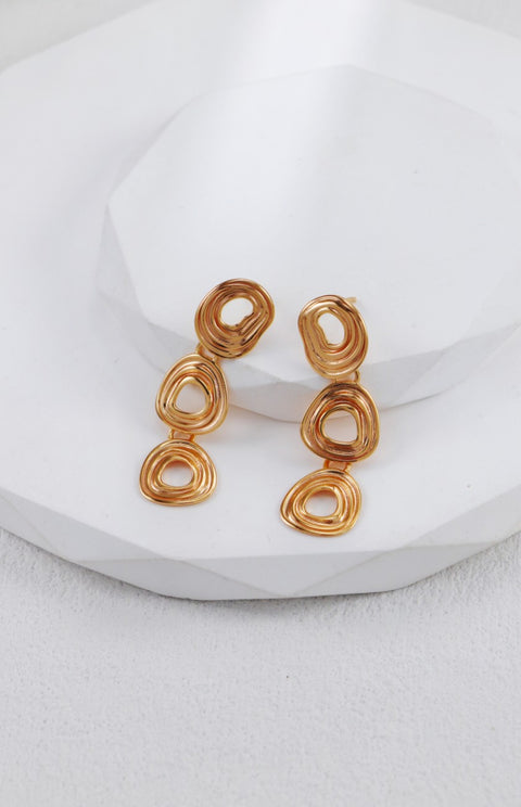 Gold Plated Round Hollow Earrings