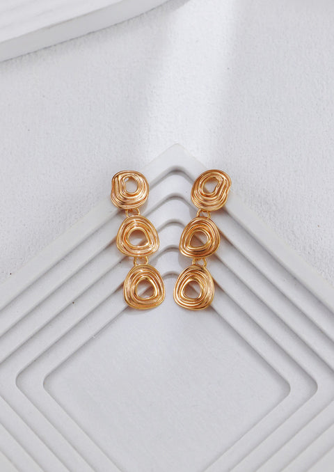 Gold Plated Round Hollow Earrings