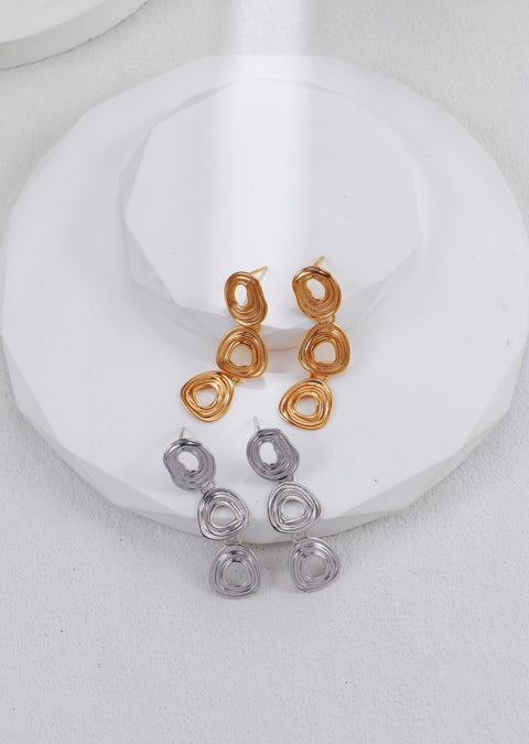 Gold Plated Round Hollow Earrings