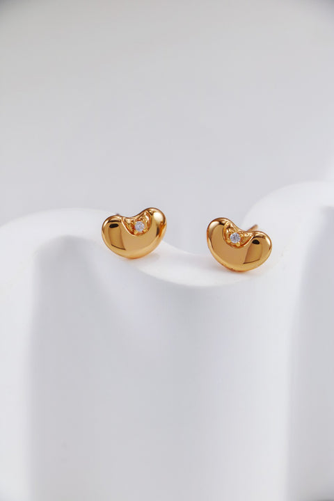 Gold Plated Zirconia Heart Shapes Earrings