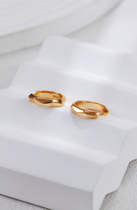 Gold Plated Organically Shaped Band Earrings