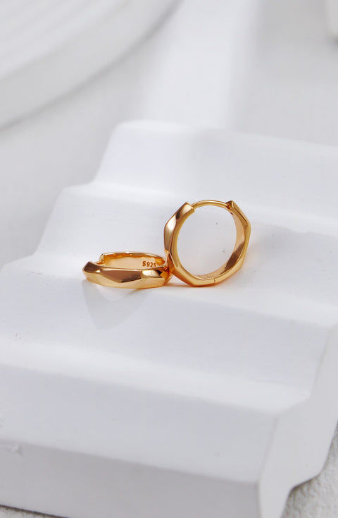 Gold Plated Organically Shaped Band Earrings