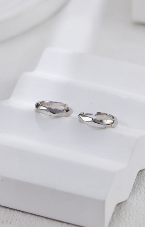 Silver Organically Shaped Band Earrings