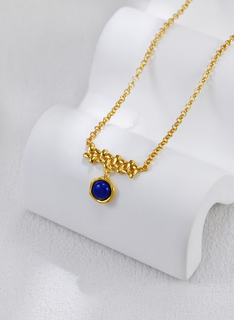 Gold Plated Braid Lapis Lazuli Necklace