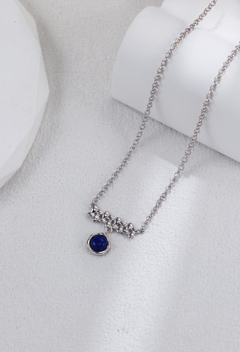 Silver Braid Lapis Lazuli Necklace