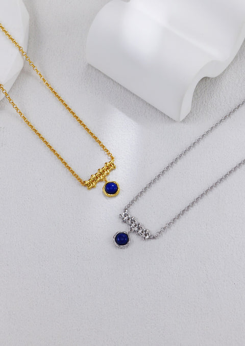 Gold Plated Braid Lapis Lazuli Necklace