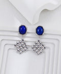 Silver Braid Lapis Lazuli Earrings