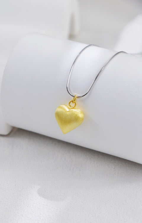 Silver Chain & Gold Plated Heart Necklace