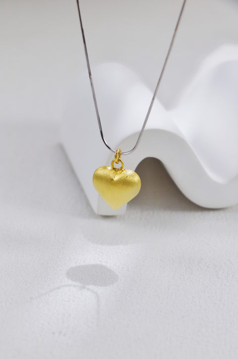 Silver Chain & Gold Plated Heart Necklace