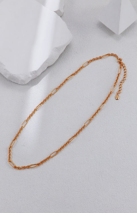 Gold Plated Link Bar Necklace