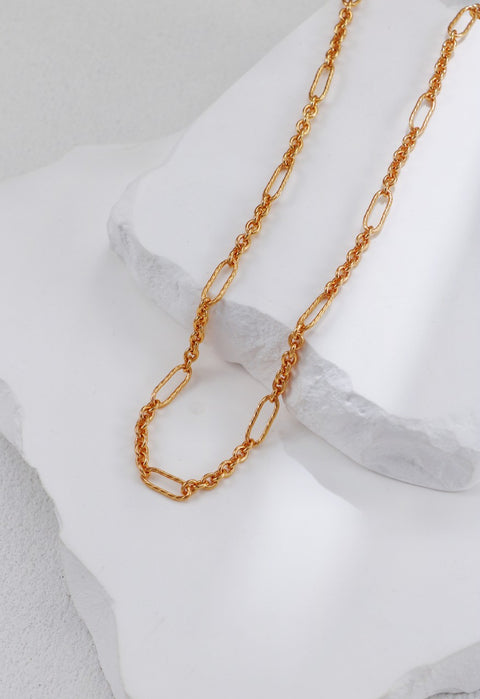 Gold Plated Link Bar Necklace