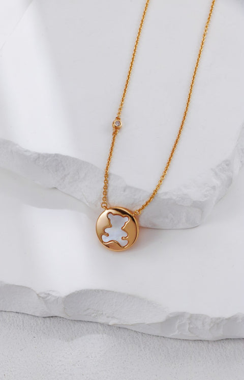 Gold Plated Hollow Bear Necklace