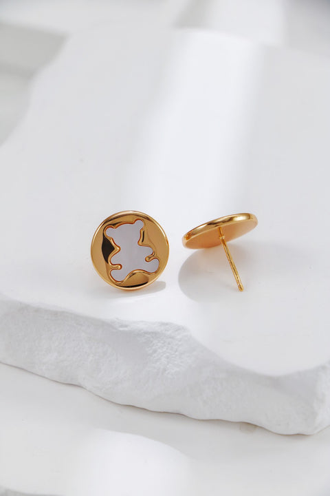 Gold Plated Hollow Bear Earrings