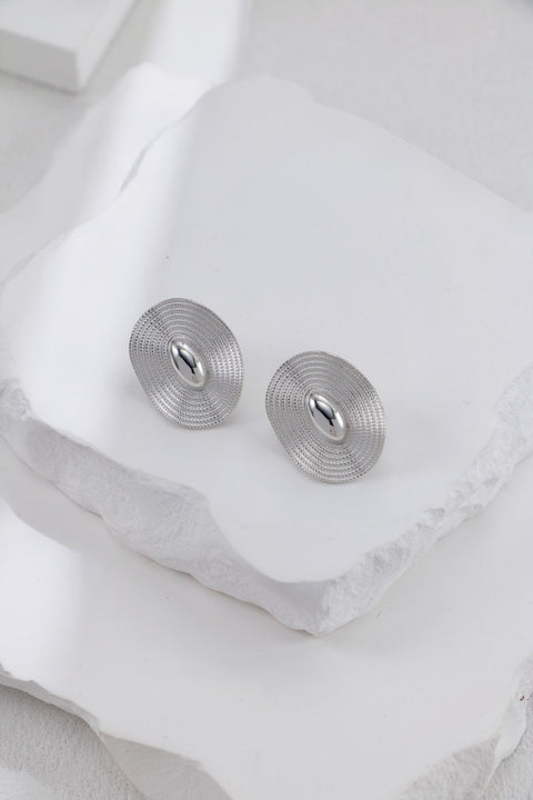 Silver Oval Ripple Earrings