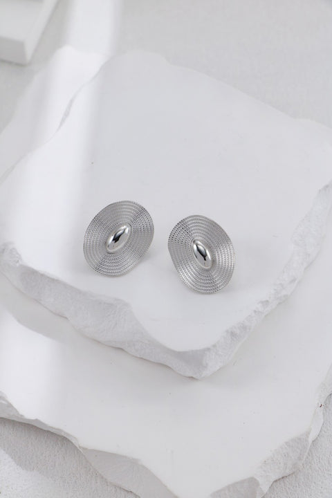 Silver Oval Ripple Earrings