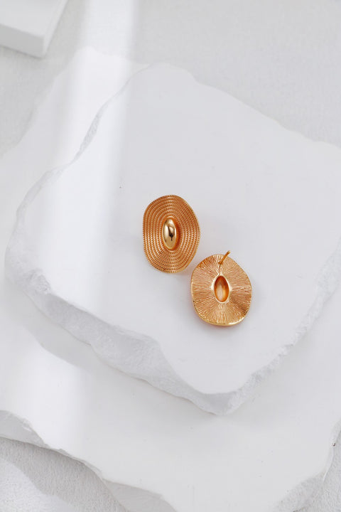 Gold Plated Oval Ripple Earrings