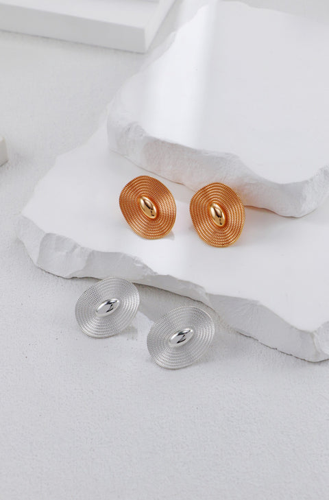 Gold Plated Oval Ripple Earrings