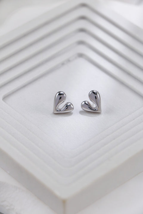 Silver Irregular Heart Shapes Earrings