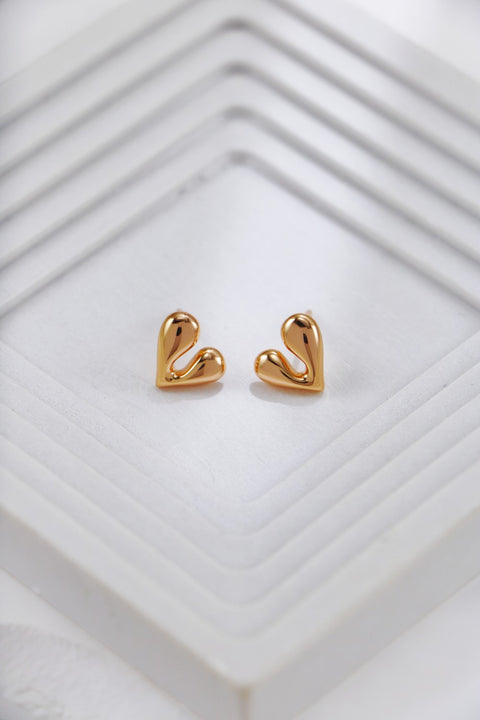 Gold Plated Irregular Heart Shapes Earrings