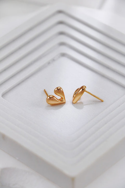 Gold Plated Irregular Heart Shapes Earrings