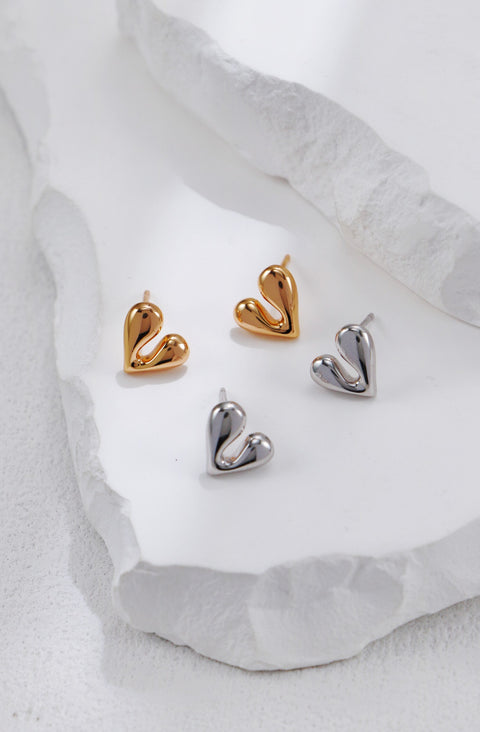 Silver Irregular Heart Shapes Earrings