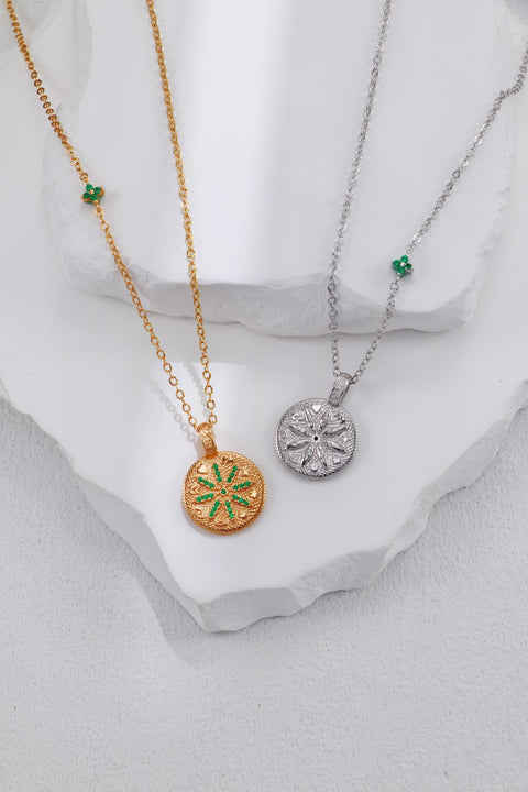 Gold Coin & Flower Necklace