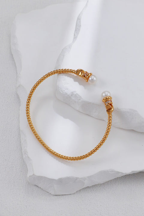 Gold Plated Twisted & Pearls Bangle